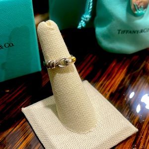 AuthenticTiffany&CoSilver.925Gold18kloveknotringhookstack band